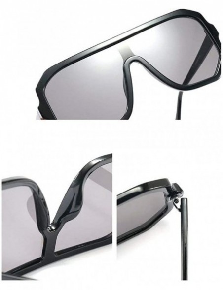 Square Retro square big box unisex 2019 new one-piece lens fashion trend sunglasses UV400 - Grey - CF18RI9S45A $11.01