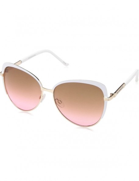 Shield Women's R573 Metal Cat-Eye Sunglasses with 100% UV Protection - 60 mm - Gold & White - CT129HH0S3H $45.58