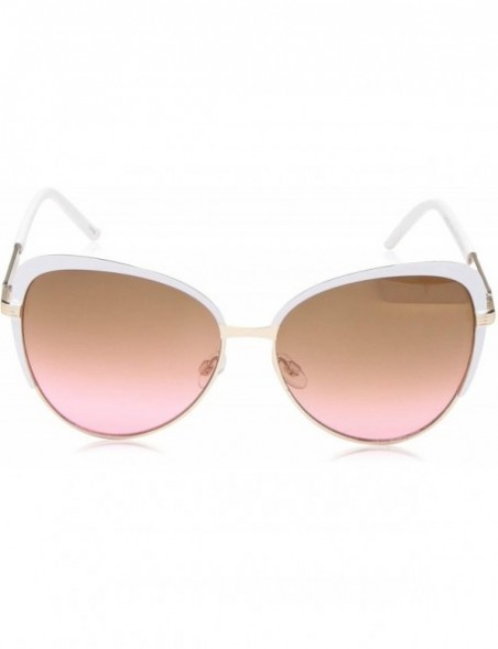 Shield Women's R573 Metal Cat-Eye Sunglasses with 100% UV Protection - 60 mm - Gold & White - CT129HH0S3H $45.58