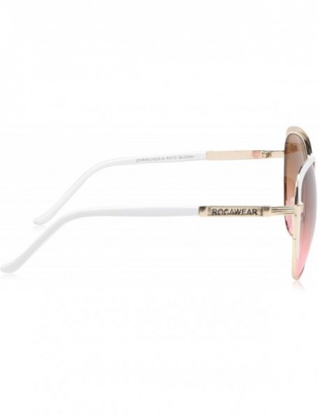 Shield Women's R573 Metal Cat-Eye Sunglasses with 100% UV Protection - 60 mm - Gold & White - CT129HH0S3H $45.58