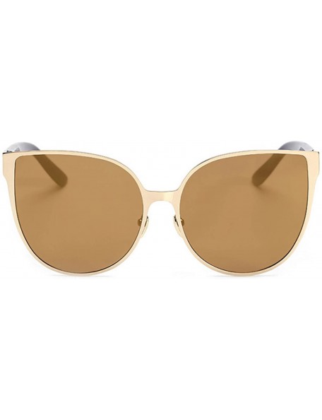 Cat Eye Cat Eye Women Fashion Designer Sunglasses Metal Frame Colored Lens - 86007_c3_gold_brown_mirror - C212O7FFUTM $7.49