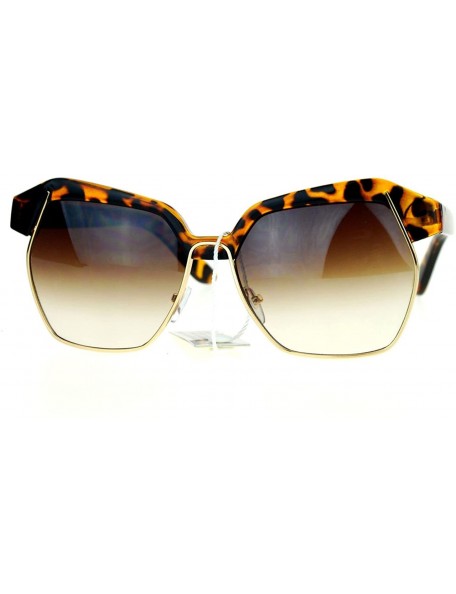 Oversized Womens Chic Sunglasses Oversized Angled Designer Fashion Shades - Tortoise - CB12B7G3KNV $23.56