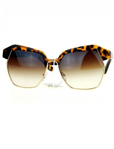 Oversized Womens Chic Sunglasses Oversized Angled Designer Fashion Shades - Tortoise - CB12B7G3KNV $11.46