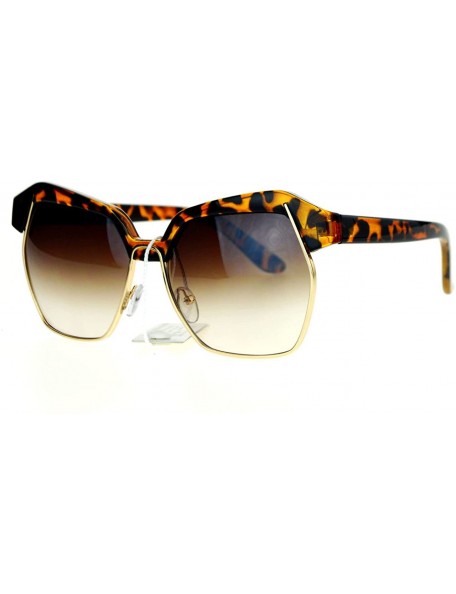 Oversized Womens Chic Sunglasses Oversized Angled Designer Fashion Shades - Tortoise - CB12B7G3KNV $11.46