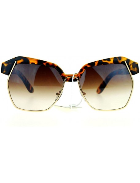 Oversized Womens Chic Sunglasses Oversized Angled Designer Fashion Shades - Tortoise - CB12B7G3KNV $11.46