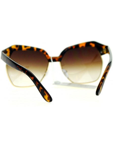 Oversized Womens Chic Sunglasses Oversized Angled Designer Fashion Shades - Tortoise - CB12B7G3KNV $11.46