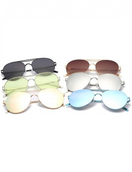 Aviator Colorful Tinted Lens Metal Frame Aviator Sunglasses Light Color Lens Glasses - C3 Gold Frame/Brown Lens - CE18OYYUI0U...