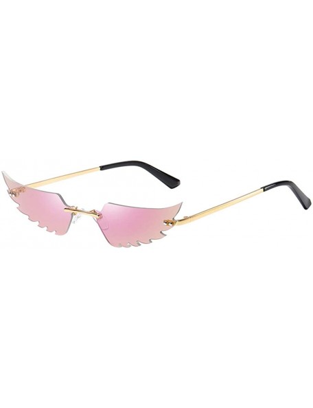 Square Sunglasses Polarized Protection Frameless Colorful - Pink D - CF1983QA3QH $7.05