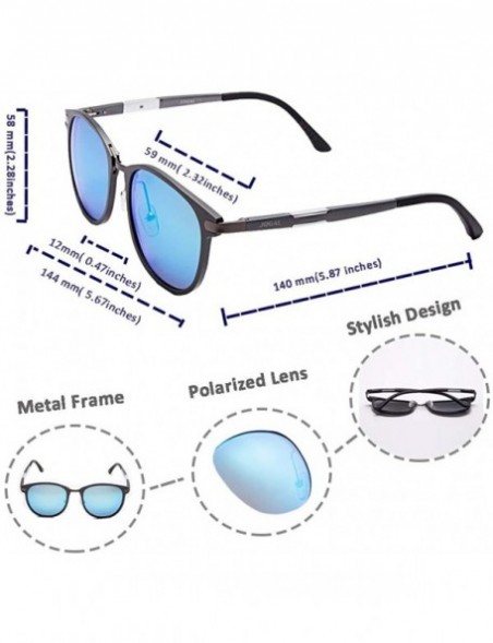 Aviator Retro Round Trendy Polarized Sunglasses for Women and Men UV400 Protection - Gun Frame+blue Lens05 - C518L273O23 $22.26