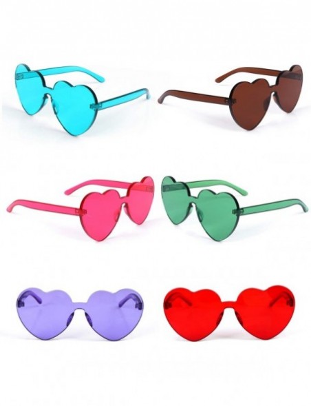 Cat Eye Heart Shaped Love Sunglasses Rimless Sunglasses Transparent Candy Color Goggles Frameless Eyewear for Women Girls - C...