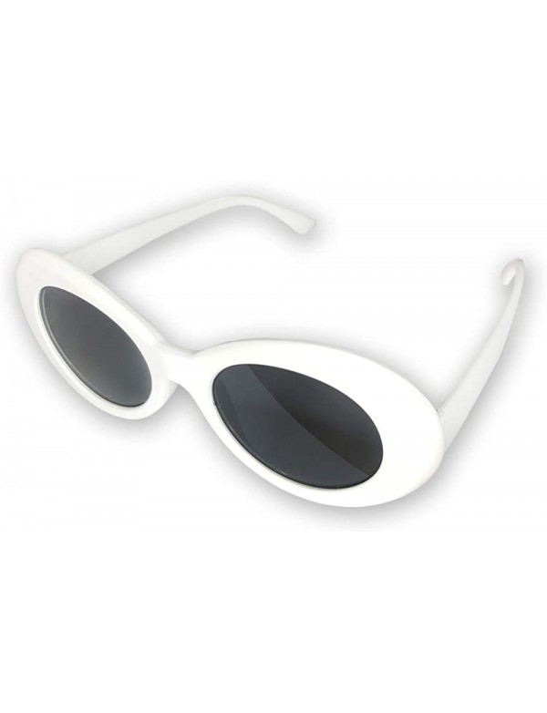 Round Oval Goggles Kurt Mod Thick Frame Retro Round Lens Sunglasses Candy Color - White - CN196GXXL6H $8.09