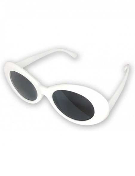 Round Oval Goggles Kurt Mod Thick Frame Retro Round Lens Sunglasses Candy Color - White - CN196GXXL6H $8.09