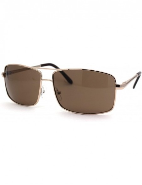 Rectangular Mens Narrow Rectangular Pilots Metal Rim 90s Sunglasses - Gold Brown - CK196240MSE $11.74