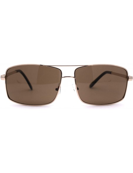 Rectangular Mens Narrow Rectangular Pilots Metal Rim 90s Sunglasses - Gold Brown - CK196240MSE $11.74