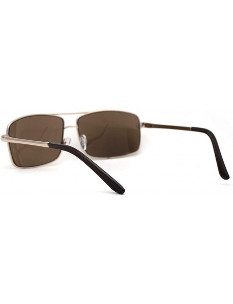 Rectangular Mens Narrow Rectangular Pilots Metal Rim 90s Sunglasses - Gold Brown - CK196240MSE $11.74