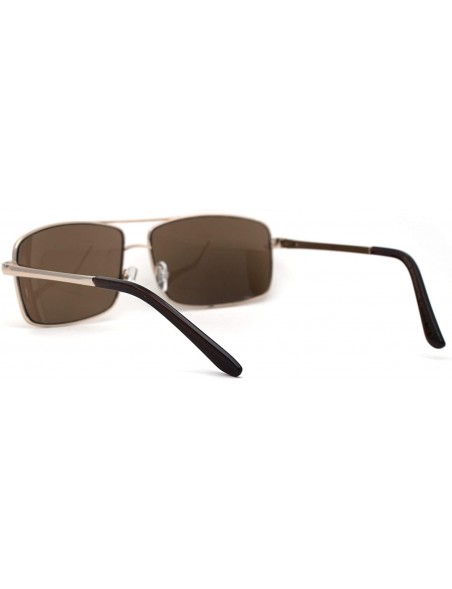 Rectangular Mens Narrow Rectangular Pilots Metal Rim 90s Sunglasses - Gold Brown - CK196240MSE $11.74