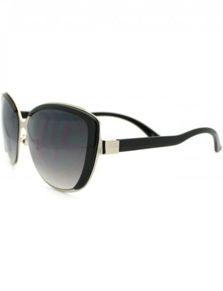Round Oversized Round Butterfly Sunglasses Women's Eyewear - Black - CG11QSJM2XH $10.15