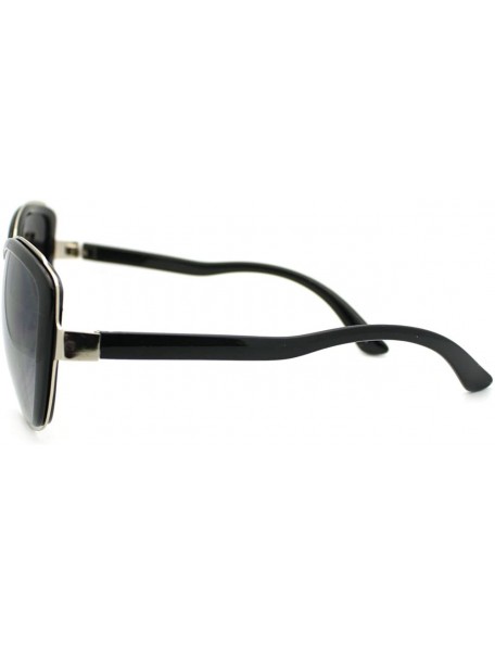 Round Oversized Round Butterfly Sunglasses Women's Eyewear - Black - CG11QSJM2XH $10.15