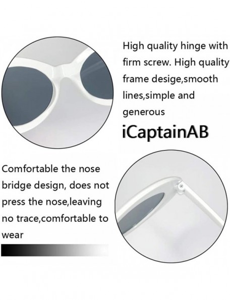 Round Oval Goggles Kurt Mod Thick Frame Retro Round Lens Sunglasses Candy Color - White - CN196GXXL6H $8.09