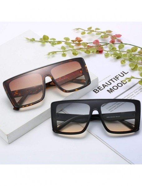 Shield Oversized Square Sunglasses for Women Flat Top Fashion Big Shades Gradient Women Sun Glasses UV400 Protection - C3197E...