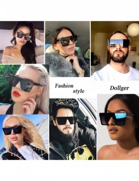 Shield Oversized Square Sunglasses for Women Flat Top Fashion Big Shades Gradient Women Sun Glasses UV400 Protection - C3197E...