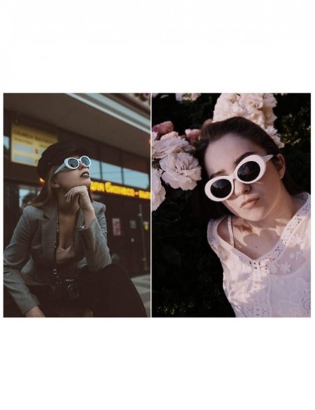 Round Oval Goggles Kurt Mod Thick Frame Retro Round Lens Sunglasses Candy Color - White - CN196GXXL6H $8.09