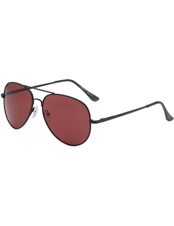 Aviator Classic Metal Pilot Aviator Fashion Sunglasses - Maroon - CO18SGRMXSQ $9.58