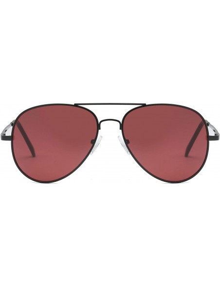 Aviator Classic Metal Pilot Aviator Fashion Sunglasses - Maroon - CO18SGRMXSQ $9.58