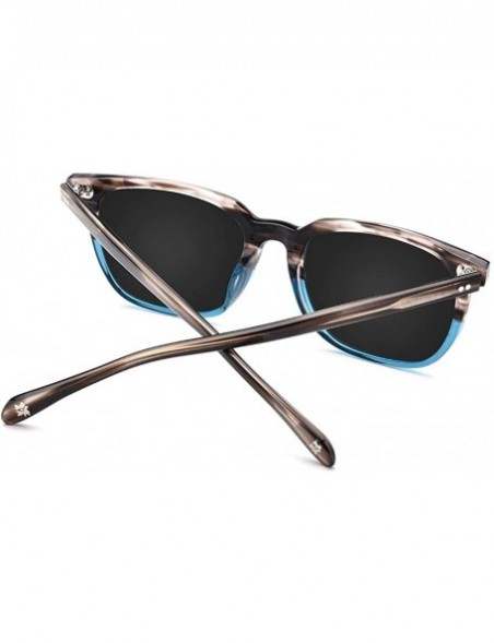 Goggle Acetate Polarized Sunglasses Square Sun Glasses for Men 9114 - Blue - CS18N0AL3EG $21.93