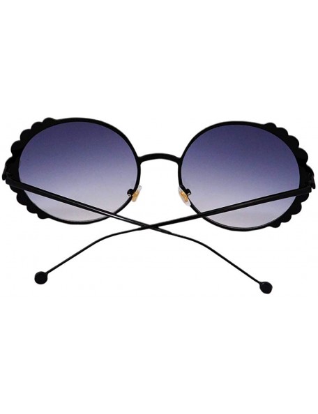 Round Fashion Round Pearl Decor Sunglasses UV Protection Metal Frame - Black Frame Gray Lens - CP18QA7EC8T $11.92