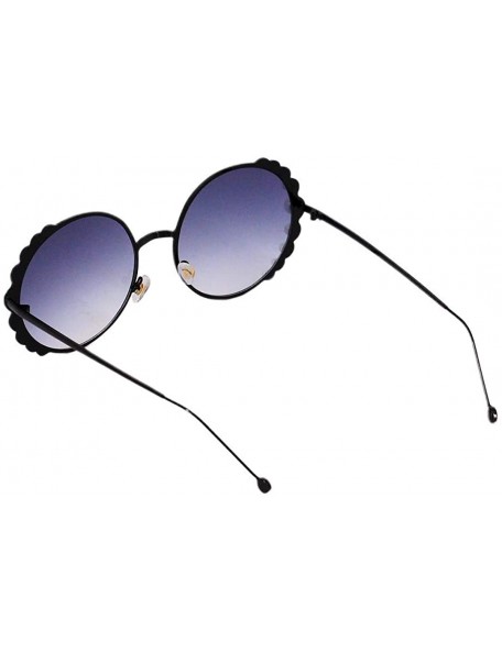 Round Fashion Round Pearl Decor Sunglasses UV Protection Metal Frame - Black Frame Gray Lens - CP18QA7EC8T $11.92