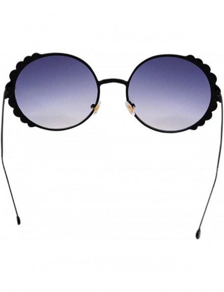 Round Fashion Round Pearl Decor Sunglasses UV Protection Metal Frame - Black Frame Gray Lens - CP18QA7EC8T $11.92