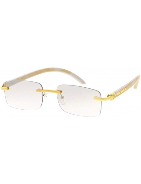 Rectangular Sophisticate Retro Fashion Rectangular Sunglasses SQ49 - White Beige - CM19203EGS6 $14.07