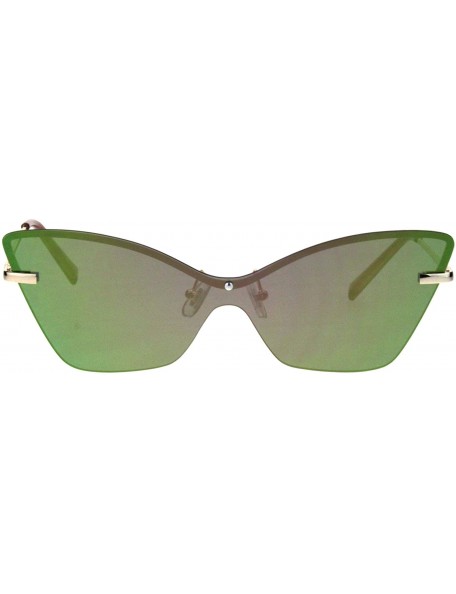 Shield Womens Panel Shield Lens Futuristic Gothic Cat Eye Sunglasses - Peach Mirror - CA18QK5YCDT $14.86