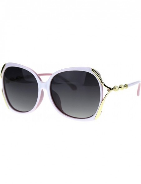 Oversized Polarized Lens Metal Ball Bling Chain Oversize Diva Butterfly Sunglasses - White Pink Smoke - C518TWHG0A6 $16.32