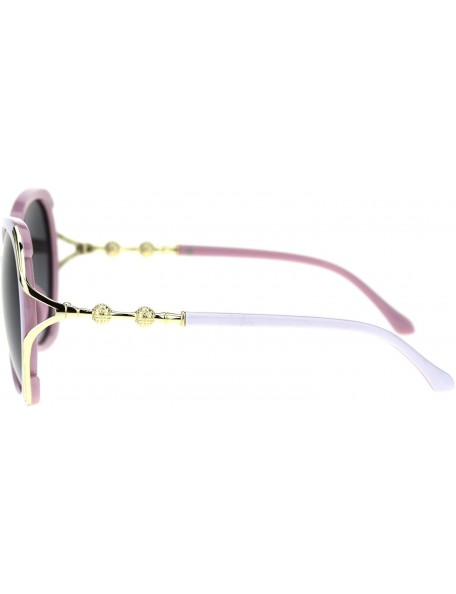 Oversized Polarized Lens Metal Ball Bling Chain Oversize Diva Butterfly Sunglasses - White Pink Smoke - C518TWHG0A6 $16.32