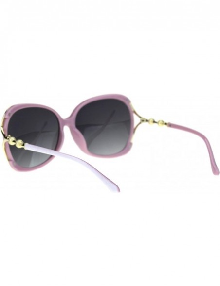 Oversized Polarized Lens Metal Ball Bling Chain Oversize Diva Butterfly Sunglasses - White Pink Smoke - C518TWHG0A6 $16.32