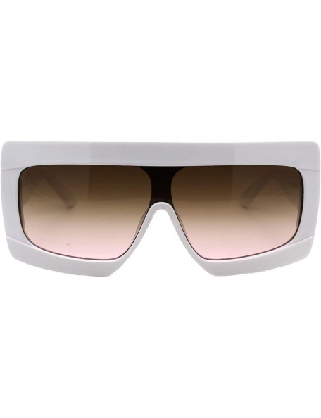 Oversized Super Oversized Sunglasses Futuristic Flat Top Shield Square Shades UV 400 - White (Brown Pink) - CX193994L68 $12.31