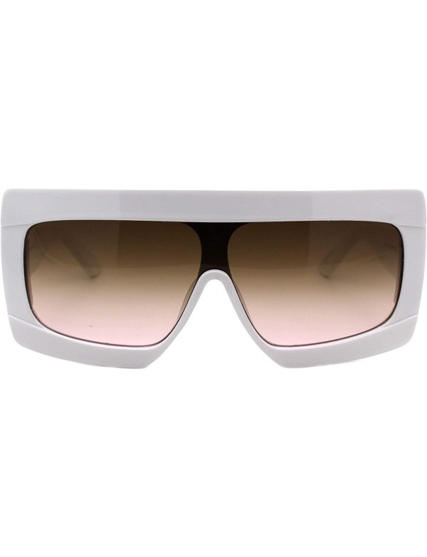 Oversized Super Oversized Sunglasses Futuristic Flat Top Shield Square Shades UV 400 - White (Brown Pink) - CX193994L68 $12.31