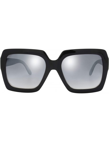 Round Classic Square Oversized Frame Sunglasses Retro Fashion Designer Collection - 3-black - CW18EQEA58A $20.49
