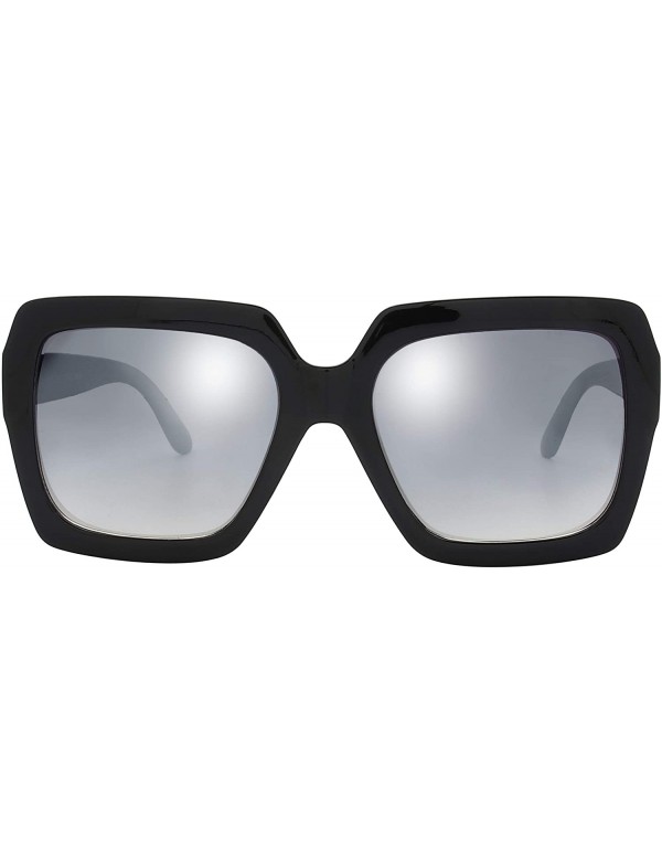 Round Classic Square Oversized Frame Sunglasses Retro Fashion Designer Collection - 3-black - CW18EQEA58A $9.56