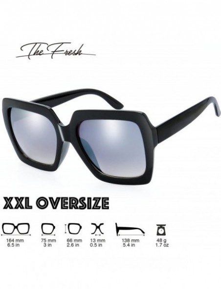Round Classic Square Oversized Frame Sunglasses Retro Fashion Designer Collection - 3-black - CW18EQEA58A $9.56