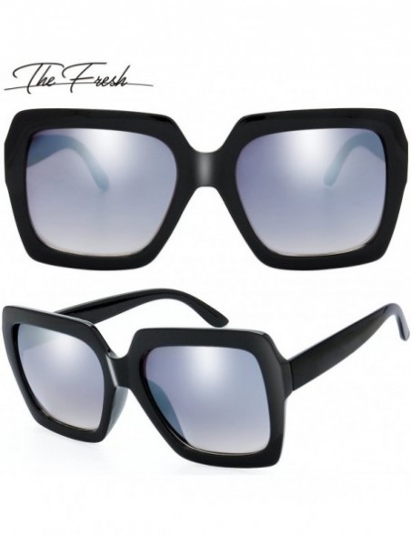 Round Classic Square Oversized Frame Sunglasses Retro Fashion Designer Collection - 3-black - CW18EQEA58A $9.56
