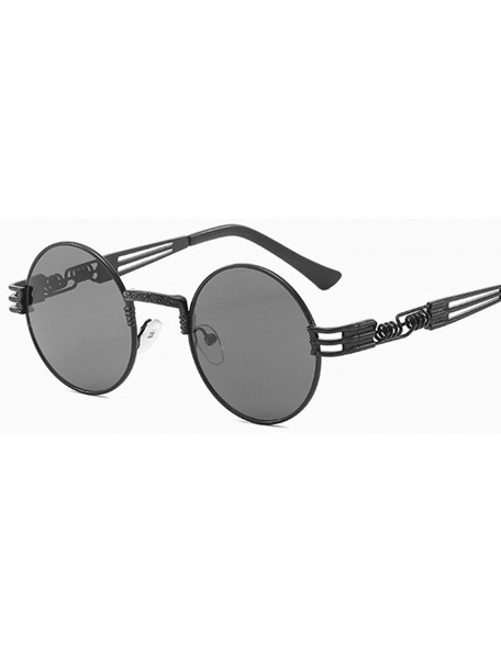 Round Metal Steampunk Sunglasses Men Women Fashion Round Glasses Vintage UV400 Eyewear Shades - Jy1902-c1 - CL199COXKL0 $21.80