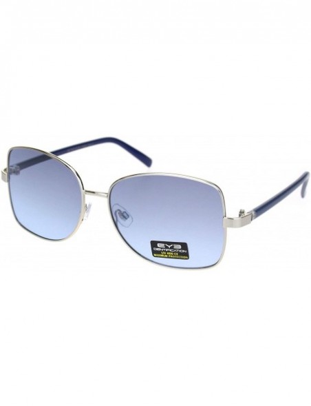 Rectangular Womens Rectangular Metal Rim Butterfly Diva Pop Color Sunglasses - Silver Blue - CG18O3HYN5Z $11.63