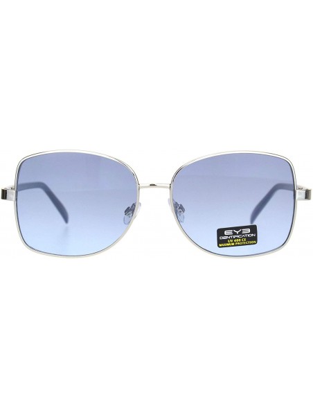 Rectangular Womens Rectangular Metal Rim Butterfly Diva Pop Color Sunglasses - Silver Blue - CG18O3HYN5Z $11.63