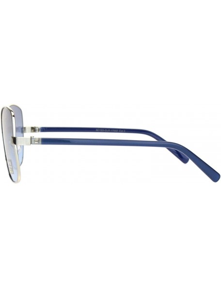 Rectangular Womens Rectangular Metal Rim Butterfly Diva Pop Color Sunglasses - Silver Blue - CG18O3HYN5Z $11.63