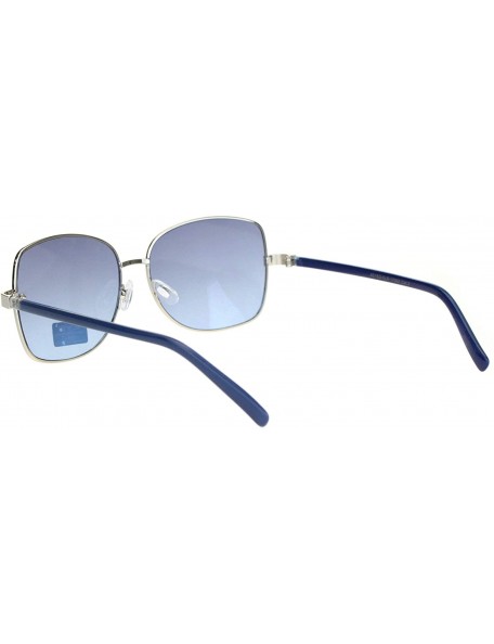 Rectangular Womens Rectangular Metal Rim Butterfly Diva Pop Color Sunglasses - Silver Blue - CG18O3HYN5Z $11.63