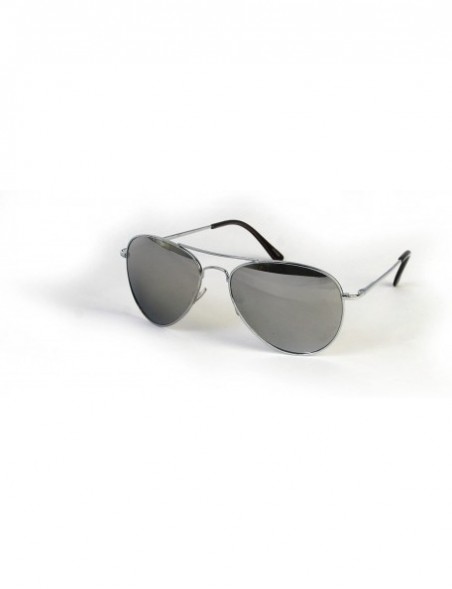 Aviator Metal Classic Aviator Color Lens Sunglasses Medium Size P968 - Silver-mirror Lens - C311BJ60JFR $19.01