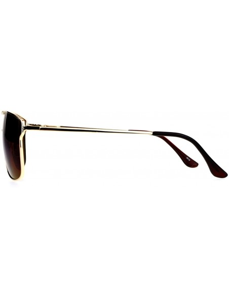Square Unisex Designer Fashion Sunglasses Metal Wire Square Frame Mirror Lens - Gold (Blue Purple Mirror) - CY1875Q4MUW $9.50
